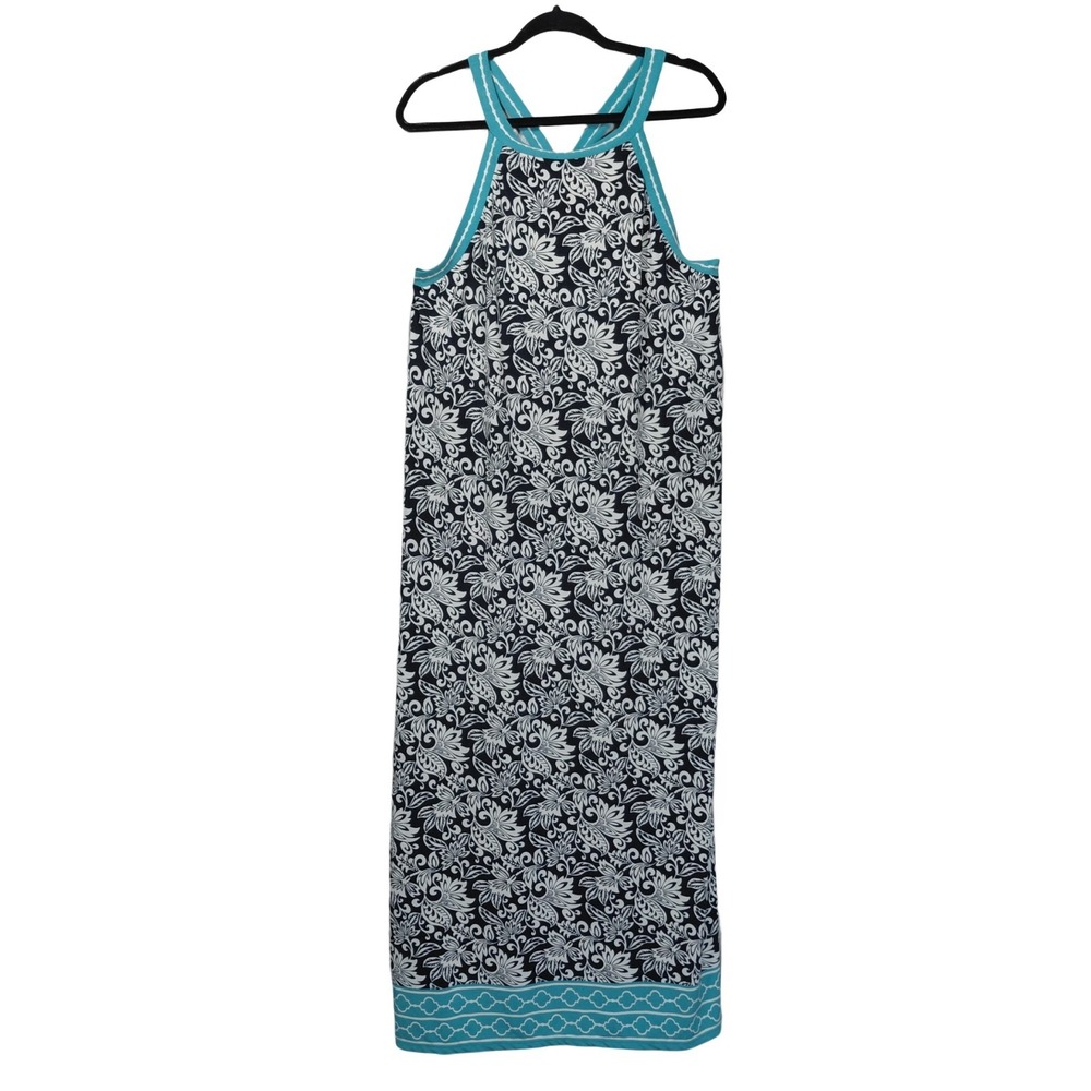 Max Studio Floral Sleeveless Racerback Maxi Dress XL Built in Shelf Bra Stretchy